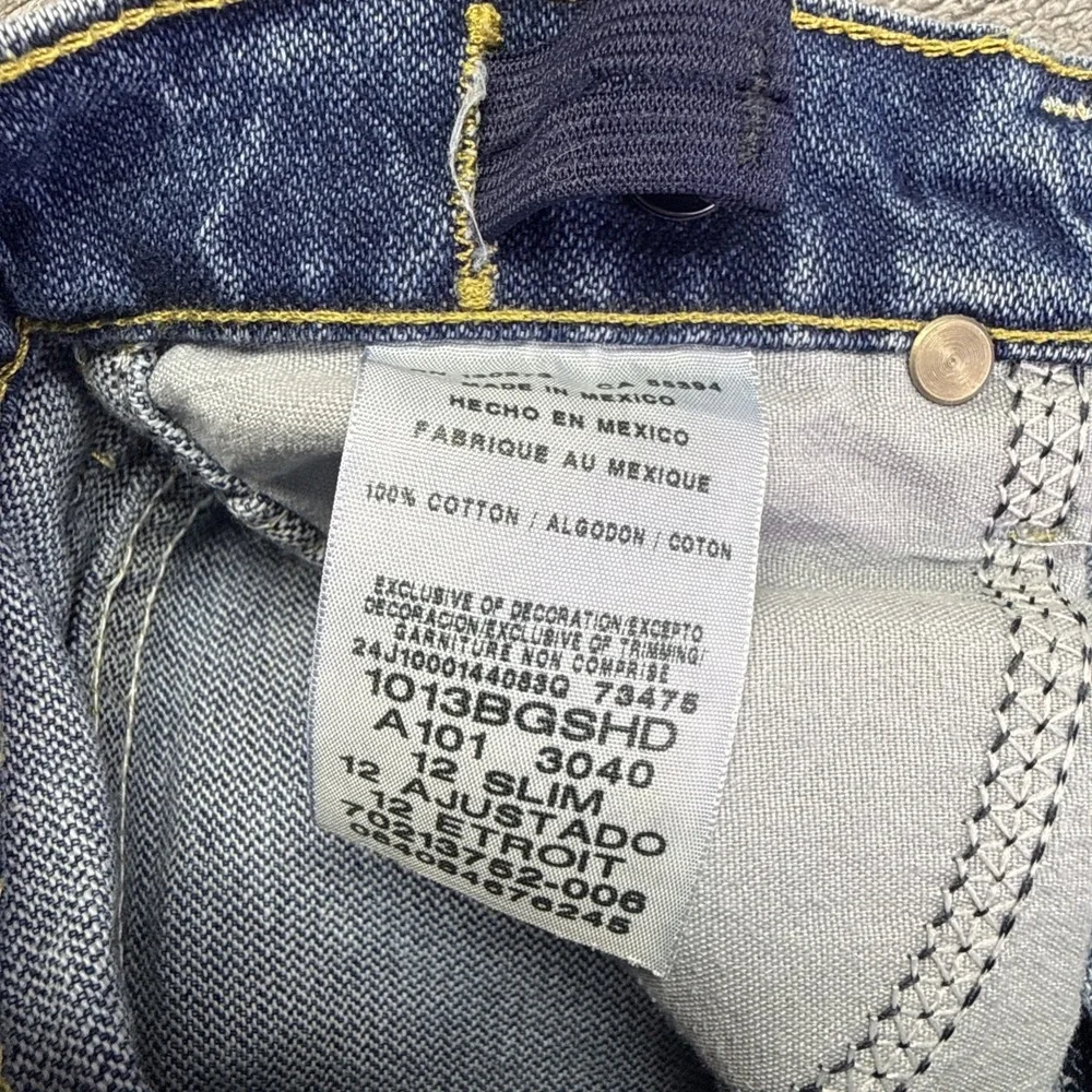 Wrangler Jeans Boys‎ Size 12 Slim Blue Straight Leg Denim Adjustable Waist